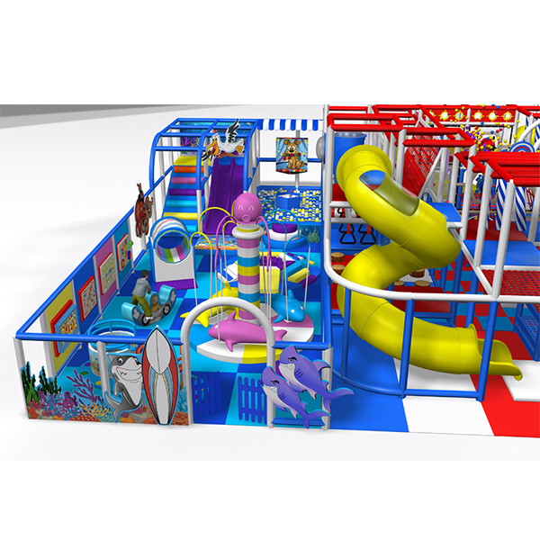 kids-play-area-with-yellow-spiral-slide-and-ball-zone