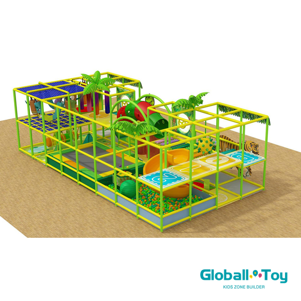 kids indoor soft play equipment with spiral slide and ball pit adventure area