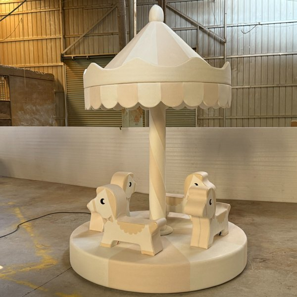 Creamy soft play carousel horse ride for toddler amusement