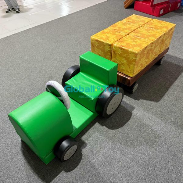 Green tractor soft play set for kids