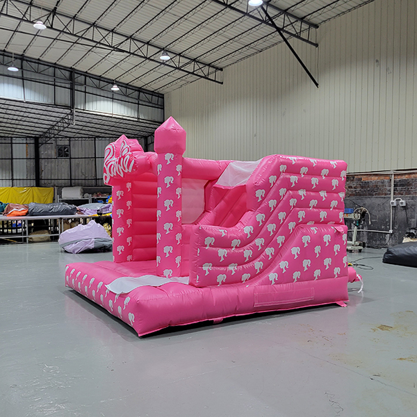 Château gonflable rose Barbie avec videur de fête à glissement pour filles