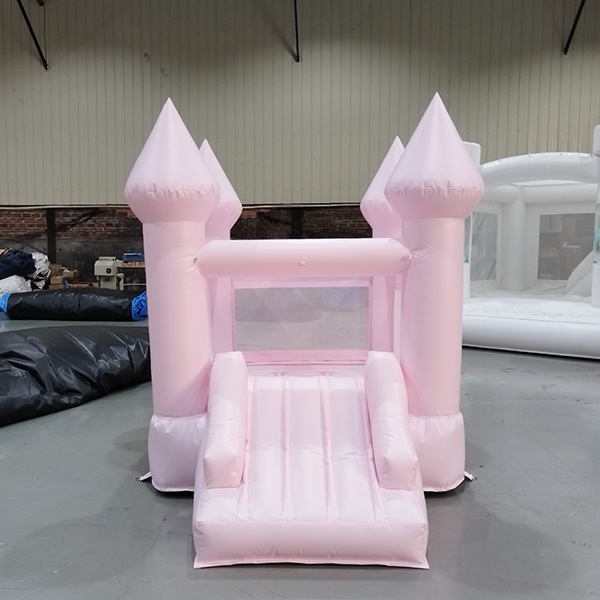 Soft play pink bounce house with slide for kids indoor playground