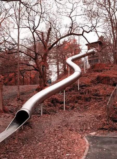 extra long stainless steel hill slide for outdoor playground