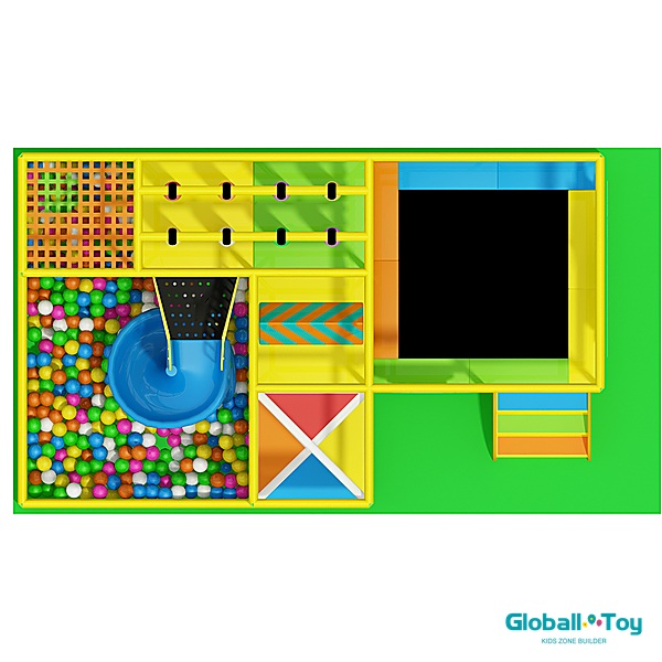 compacte modulaire binnenspeeltuin plattegrond bovenaanzicht offerte