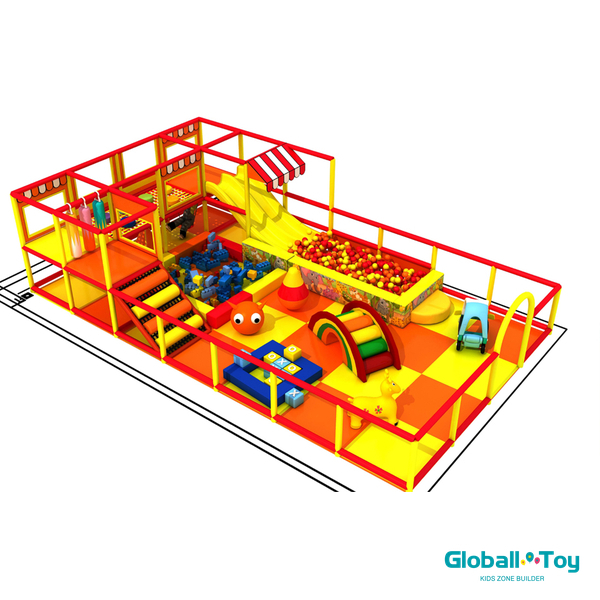 family entertainment center indoor play area with building blocks and activity panels