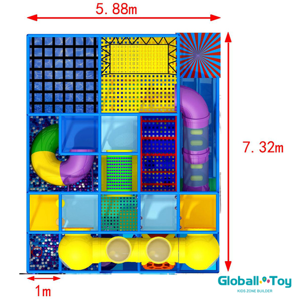 sistema modular de recreação interna para centro de entretenimento familiar com piscina de bolinhas e redes