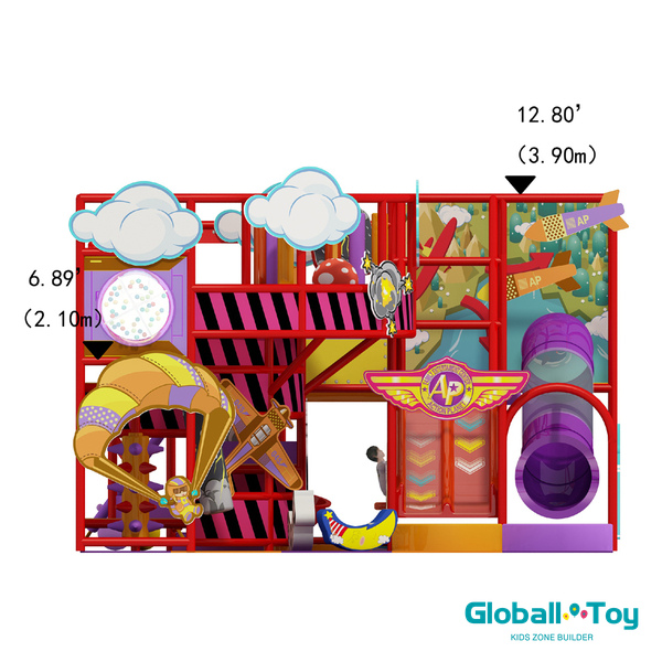 toddler soft play area with safety flooring and clear tube tunnel