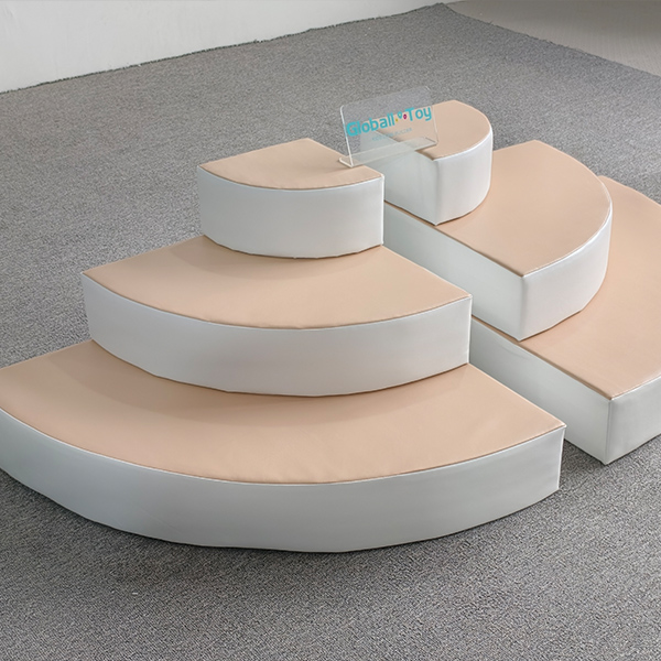 Beige soft play tiered steps for toddlers indoor playground climbing