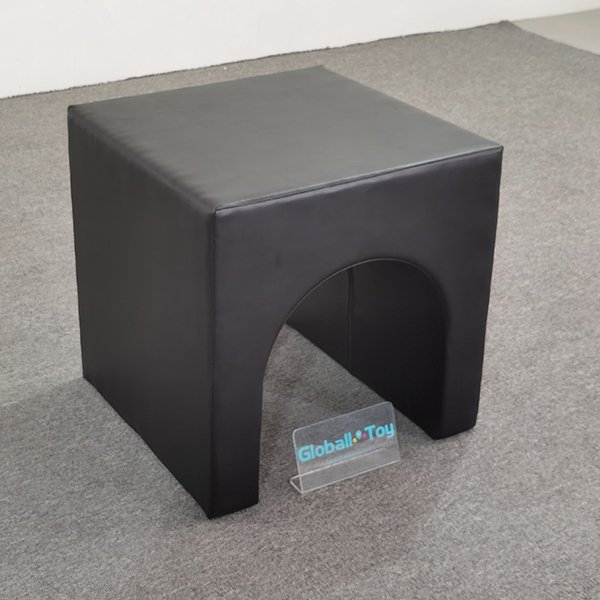 Side view of soft play black arch tunnel for kids