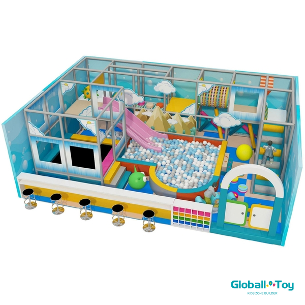 kids indoor play area design layout with climbing net and soft play tunnel wholesale