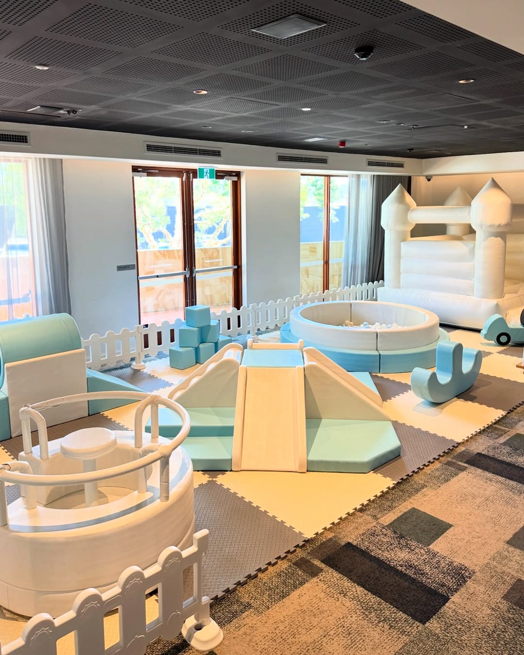 White and blue soft play set