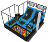 compact indoor trampoline park with foam pit and basketball slam dunk zone