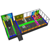 commercial indoor trampoline playground with multiple jump zones and foam blocks