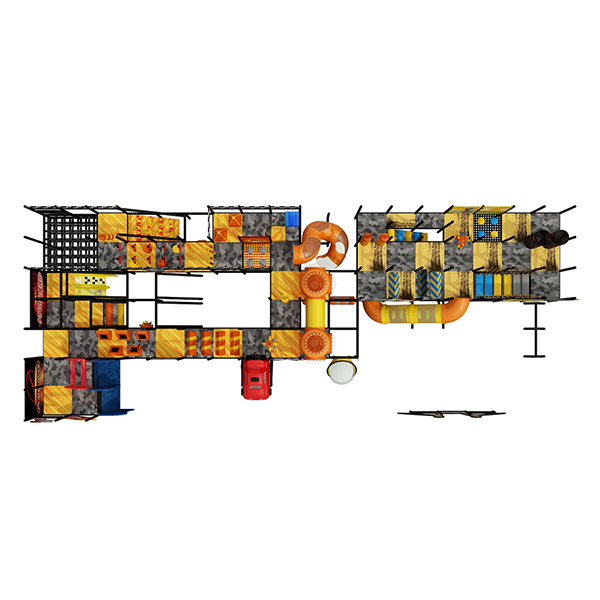 large multi level racing theme playground manufacturer with obstacle course