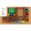 commercial indoor play zone layout with obstacle course and foam ball shooter area