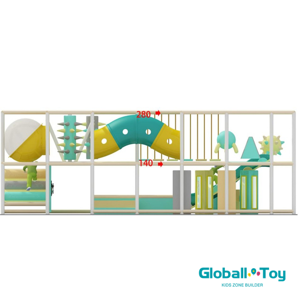 elevação de playground interno com especificação de altura de 2,8m e 1,4m