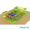 commercial indoor play structure with trampoline and foam obstacle courses