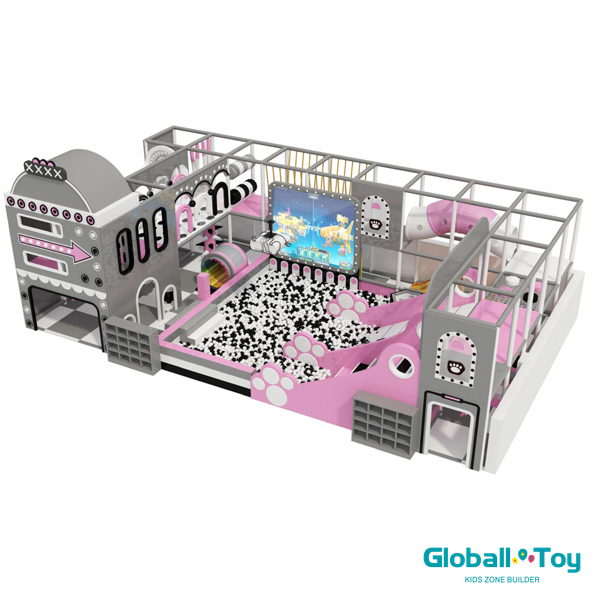 indoor playground floor plan 10.66m x 6.10m with ball pit and obstacle course