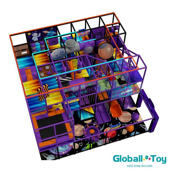 colorful space playground equipment for kids with planets and LED lighting