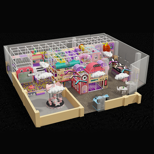 candy theme indoor playground with slides tunnels and ball pit for kids