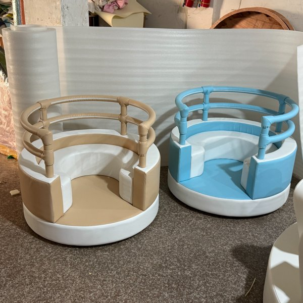 Round toddler soft play seating set for nursery use