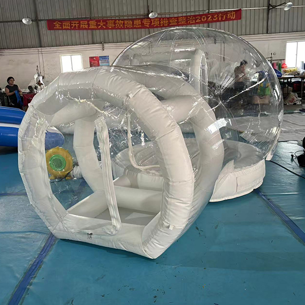 Transparent bubble tent with tunnel for toddler play zones