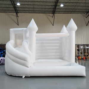 Maison gonflable blanche commerciale avec glissière et mur d'escalade