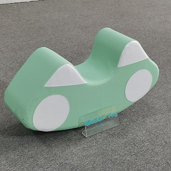 Green car-themed soft play foam rocker