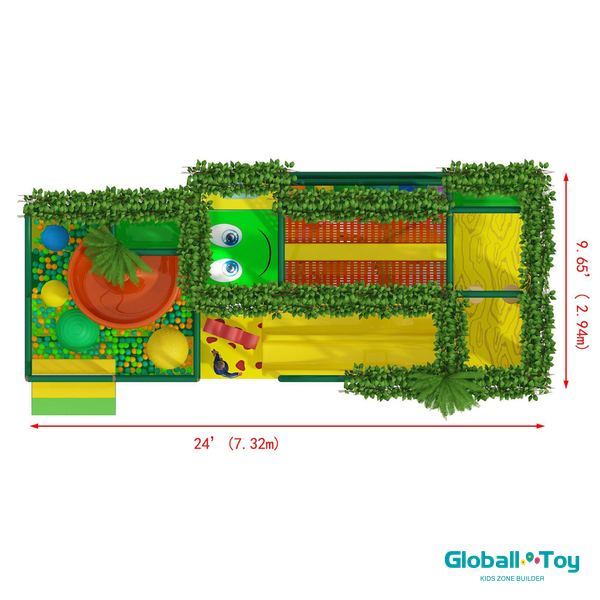 jungle theme indoor playground with spiral slide and ball pit