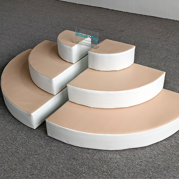 Cream white and beige arc climbing soft steps for kids soft play zone