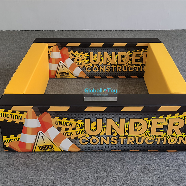 Under construction themed soft play fence panel for toddler play areas