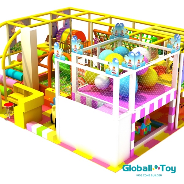 indoor play area with ball pit tunnel slides and climbing structures for daycare