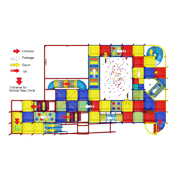 indoor playground equipment with blue yellow red soft play structure for children