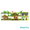 two level jungle indoor playground with tiger snake and palm tree decorations