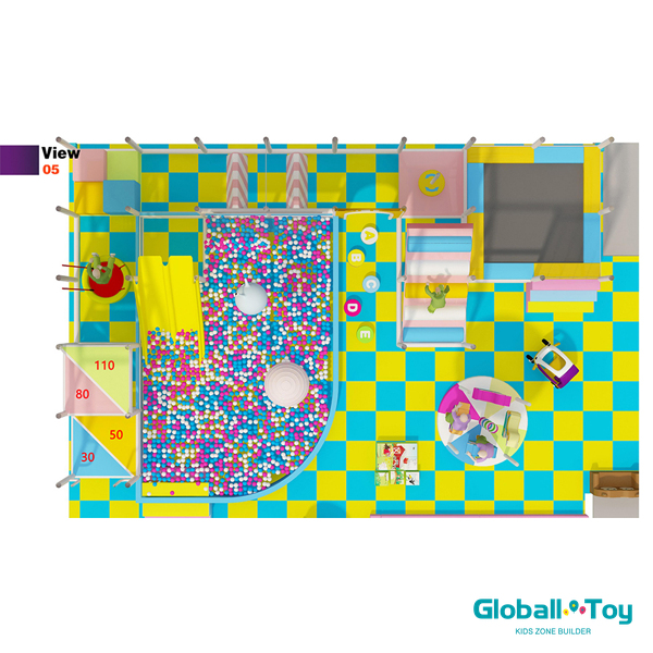 family indoor playground design with ball pit and soft blocks for toddlers