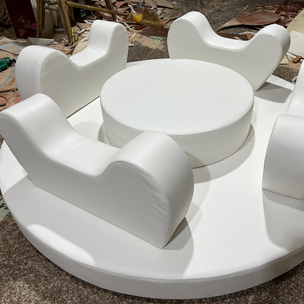 White Soft Play Carousel Ride for Toddlers with Motorized Base