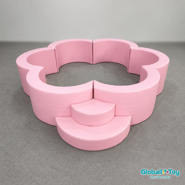 pink-soft-play-ball-pit-with-step-platform-for-family-entertainment-center-exporter
