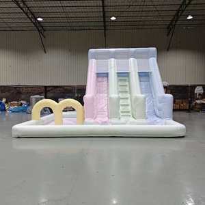 inflatable-slide-angle-view-pastel-soft-theme-birthday-party-rental-wholesaler