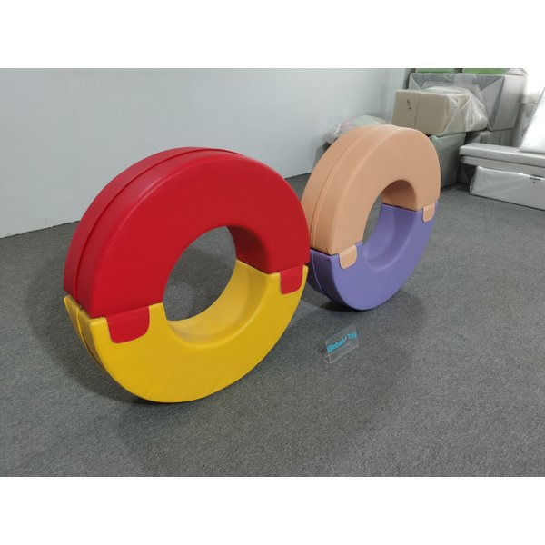 حلقة لعب ناعمة - بيج - أخضر - وحدات - حلقة زحف - غرفة ألعاب للأطفال